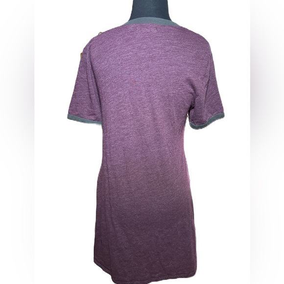 Vans‎ Cotton T Shirt Dress Short Sleeve  Size Medium Plum with Gray Trim - Picture 4 of 10